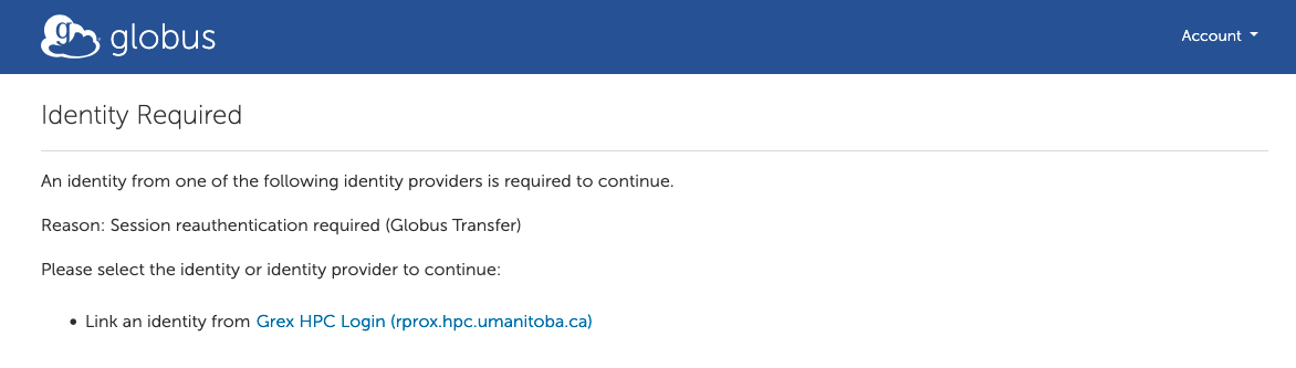 Session reauthentication required (Globus Transfer)