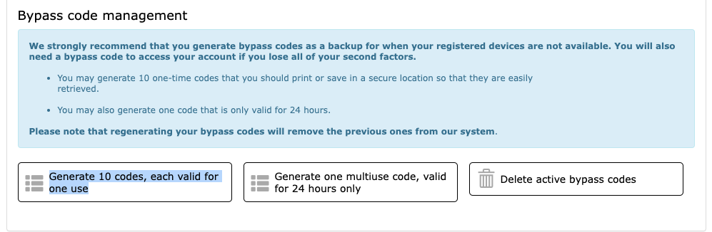 MFA Codes