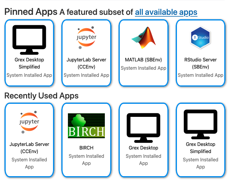 Links to OpenOnDemand Interactive Apps